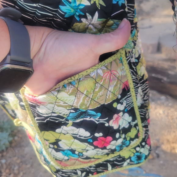 Asian Quilted Jacket Silk Lined Floral - Picture 6 of 7